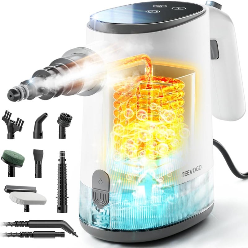TEEVOGO Pressurized Steam Cleaner, 15s Instant Heat Handheld Steam Cleaner, Upgrade 650ML Tank, Lightweight Portable Steamer for Cleaning Home, Kitchen, Grout, Floor, Window, Car, Bathroom and Clothes - Image 1